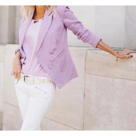 CAbi Jackets & Blazers - Cabi 5847 Women's Purple Pink Imperial Sugarplum Geometric Blazer size XS